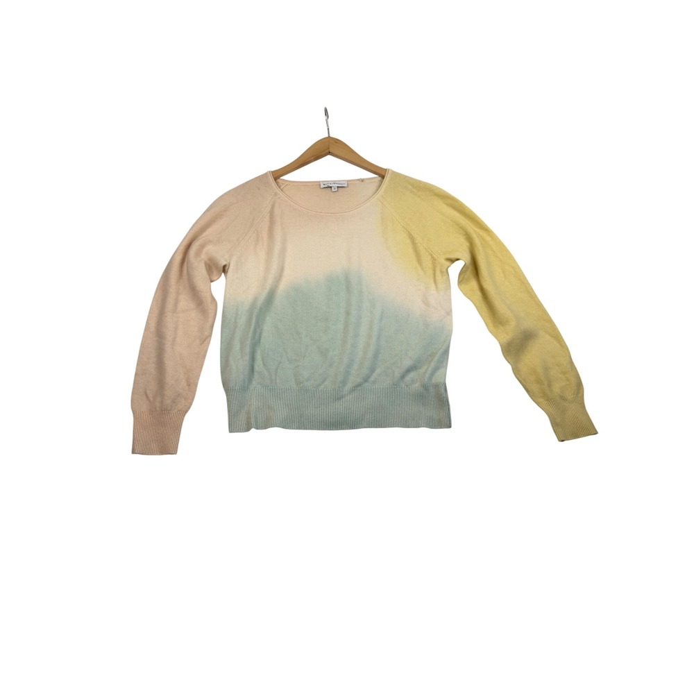 White + Warren 100% Cashmere Ombre Sweater XS Pastel Peach Yellow Mint Green